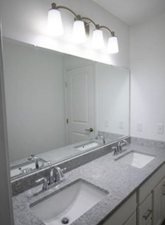 bathroom vanity and new full width mirror
