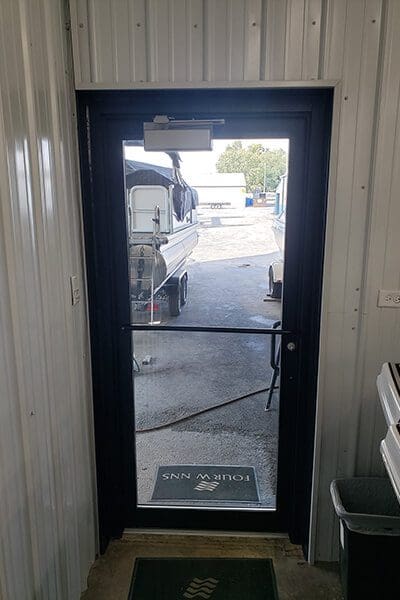 Reeder Trausch Marina entrance to boat storage