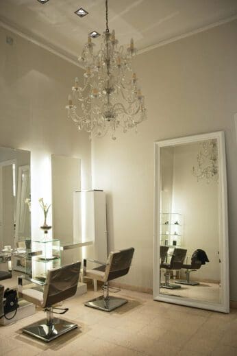 elegant salon with beautiful mirrors
