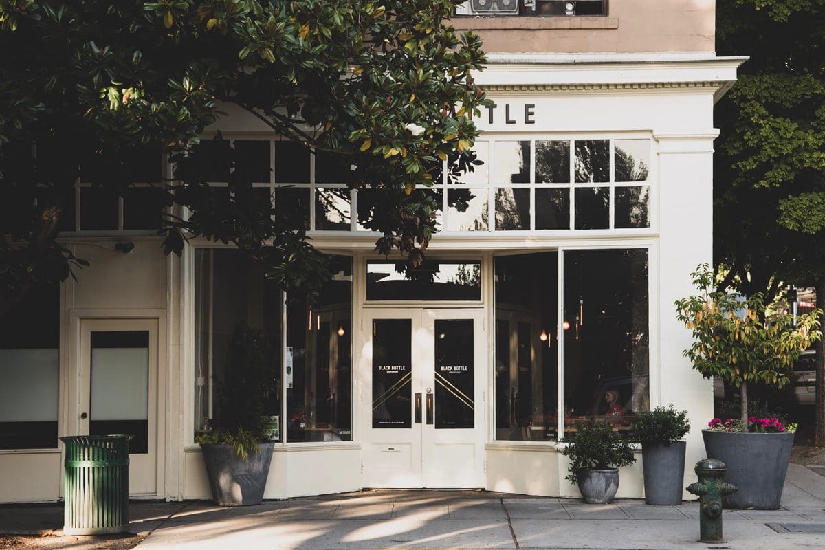 mercantile storefront with trees small town storefront with windows